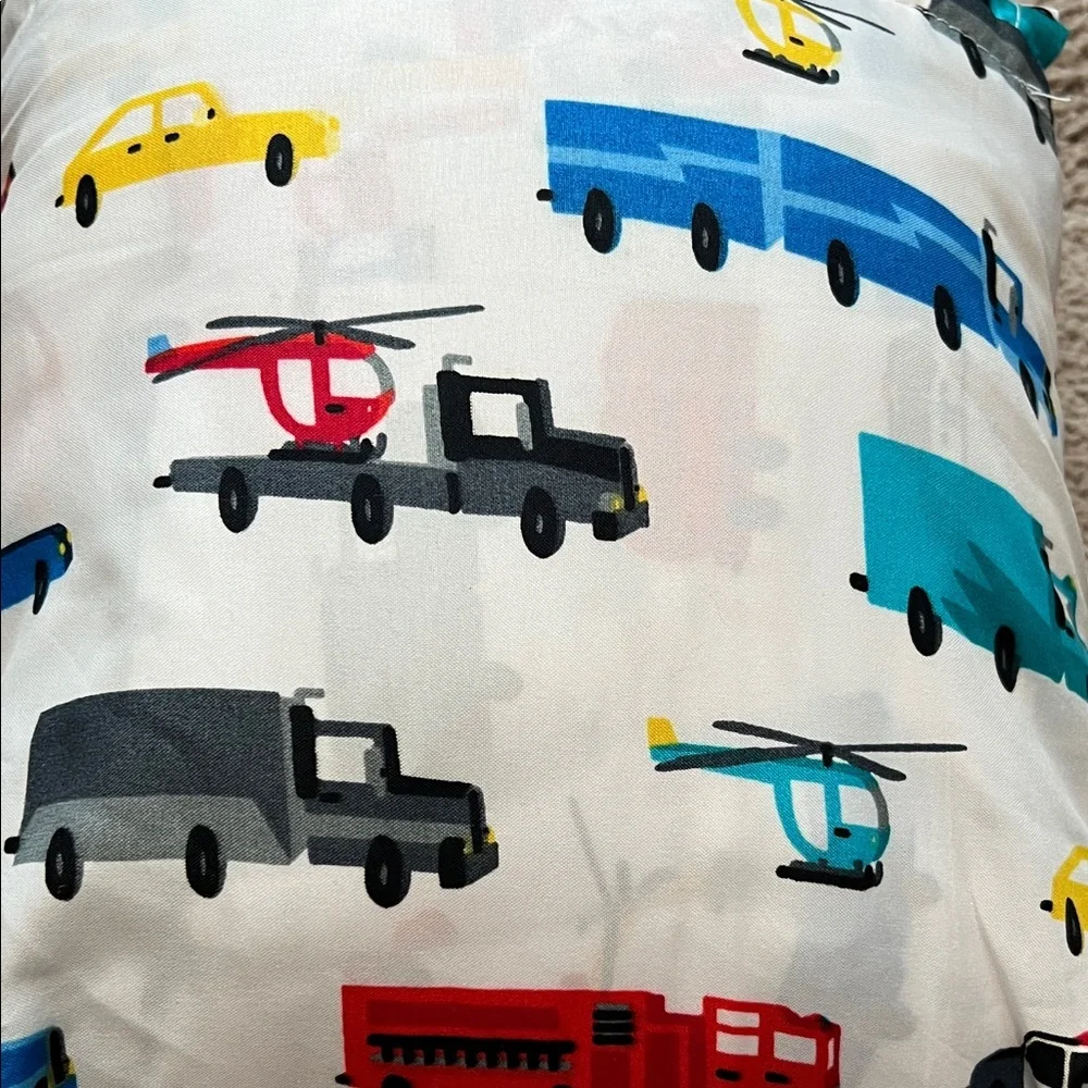 Children's Transport Print Bed Sheet Set - White with Multicolor Vehicles